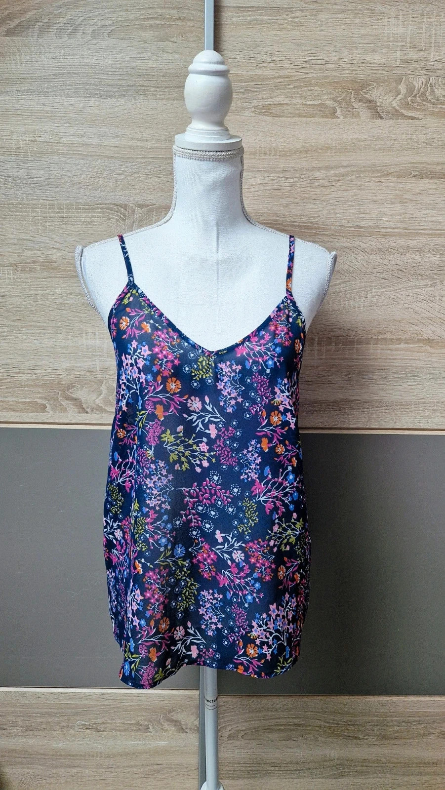 Débardeur transparent à fleurs Bleu Bonheur Taille 38